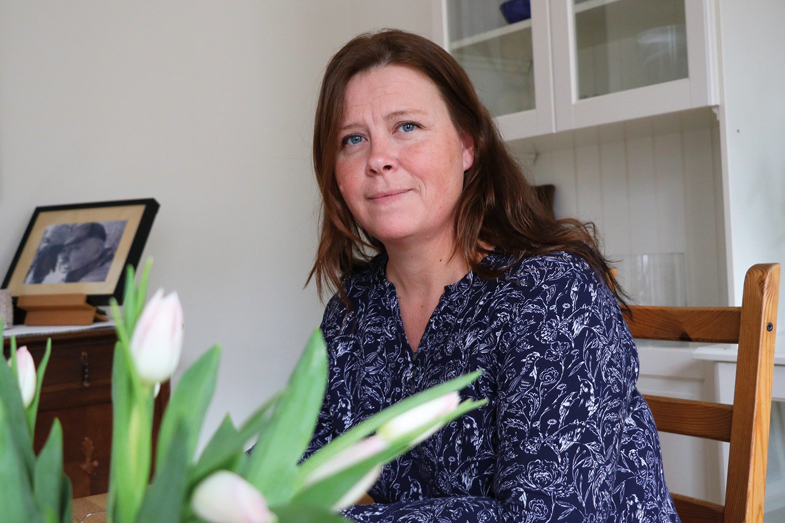 Lotta Risberg hemma i lägenheten i Strängnäs.