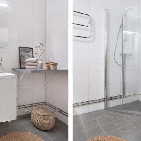 Ett ljust och modernt badrum