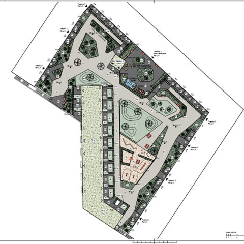 En skiss över ett bostadsområde