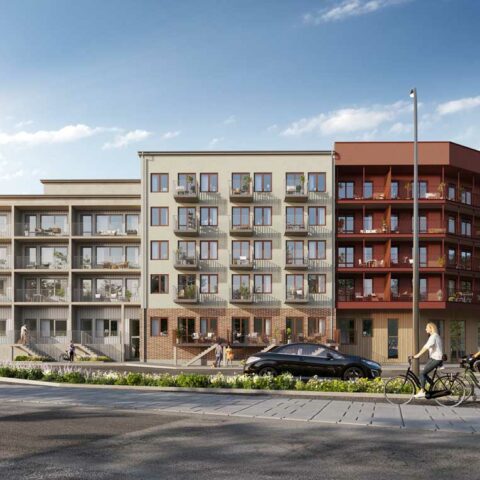 Tre stora bostadshus