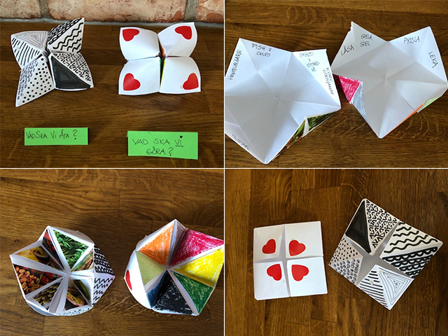 Förslag på olika pappersloppor som man kan göra.