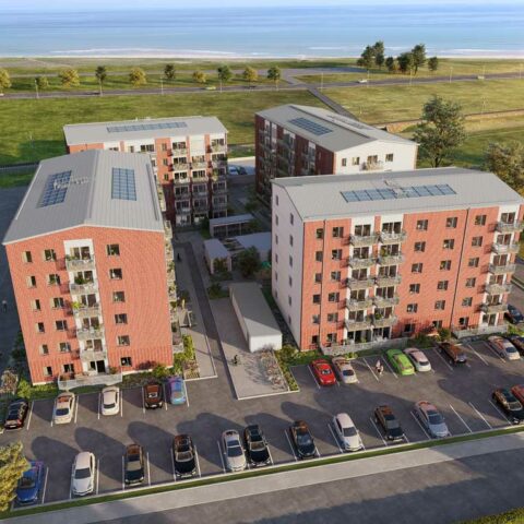 Bostadshus i rött tegel