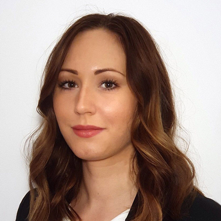 The face of a woman with dark long hair