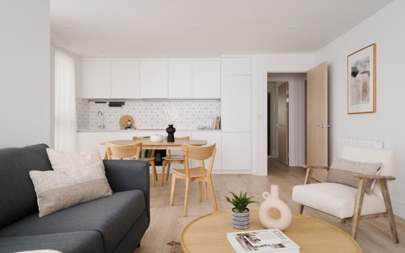 modern living space white open kitchen