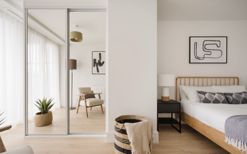 modern and bright bedroom in kingmaker house