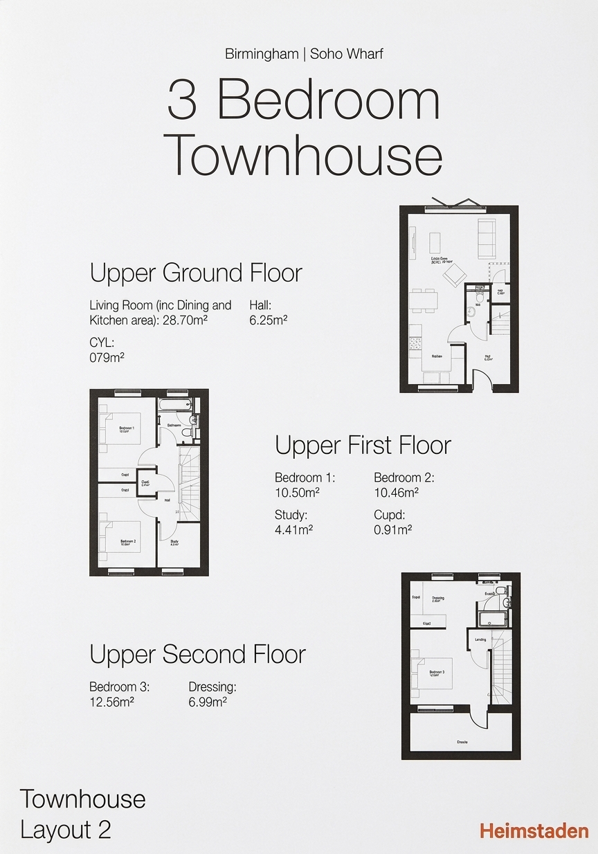 3 bed townhouse floorplan example