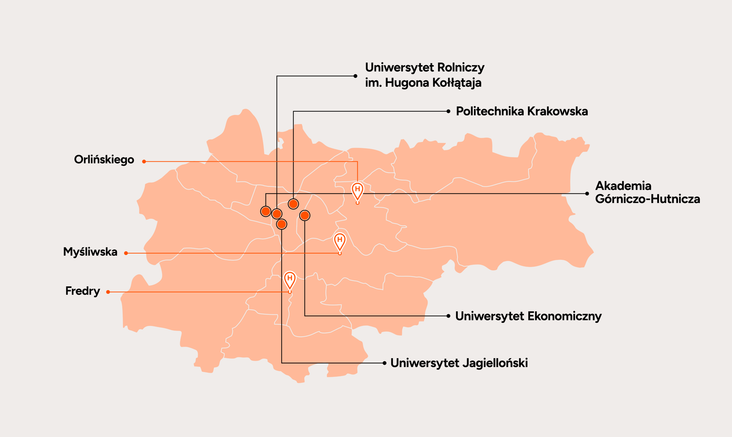 Mapa inwestycji Heimstaden w Krakowie