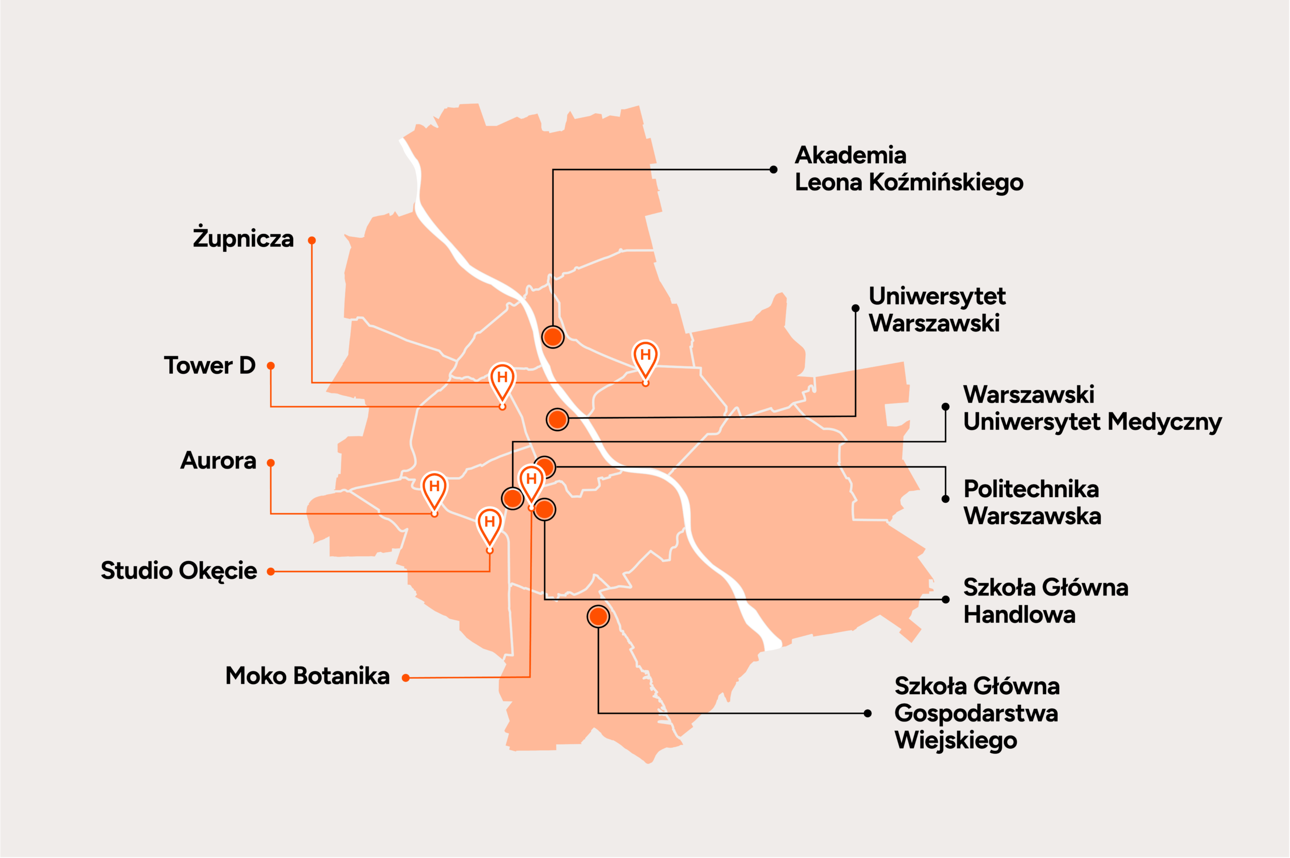 Mapa inwestycji Heimstaden w Warszawie
