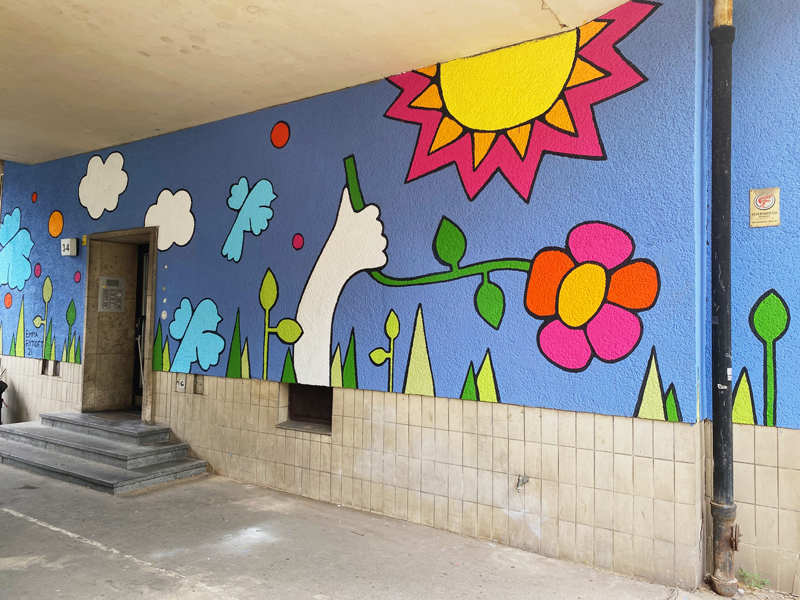 Fertiges Kunstwerk Streetartist Emma Rytoft Berlin Tempelhof Bayernring