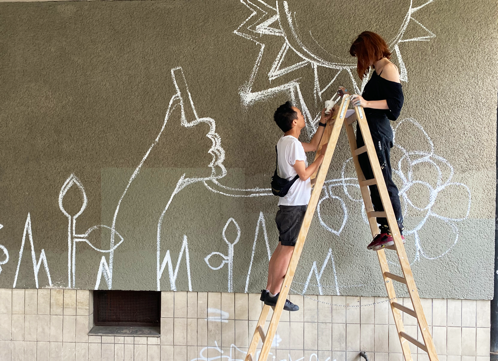 Emma Rytoft Streetartist Berlin Tempelhof Entwurf Hauswand