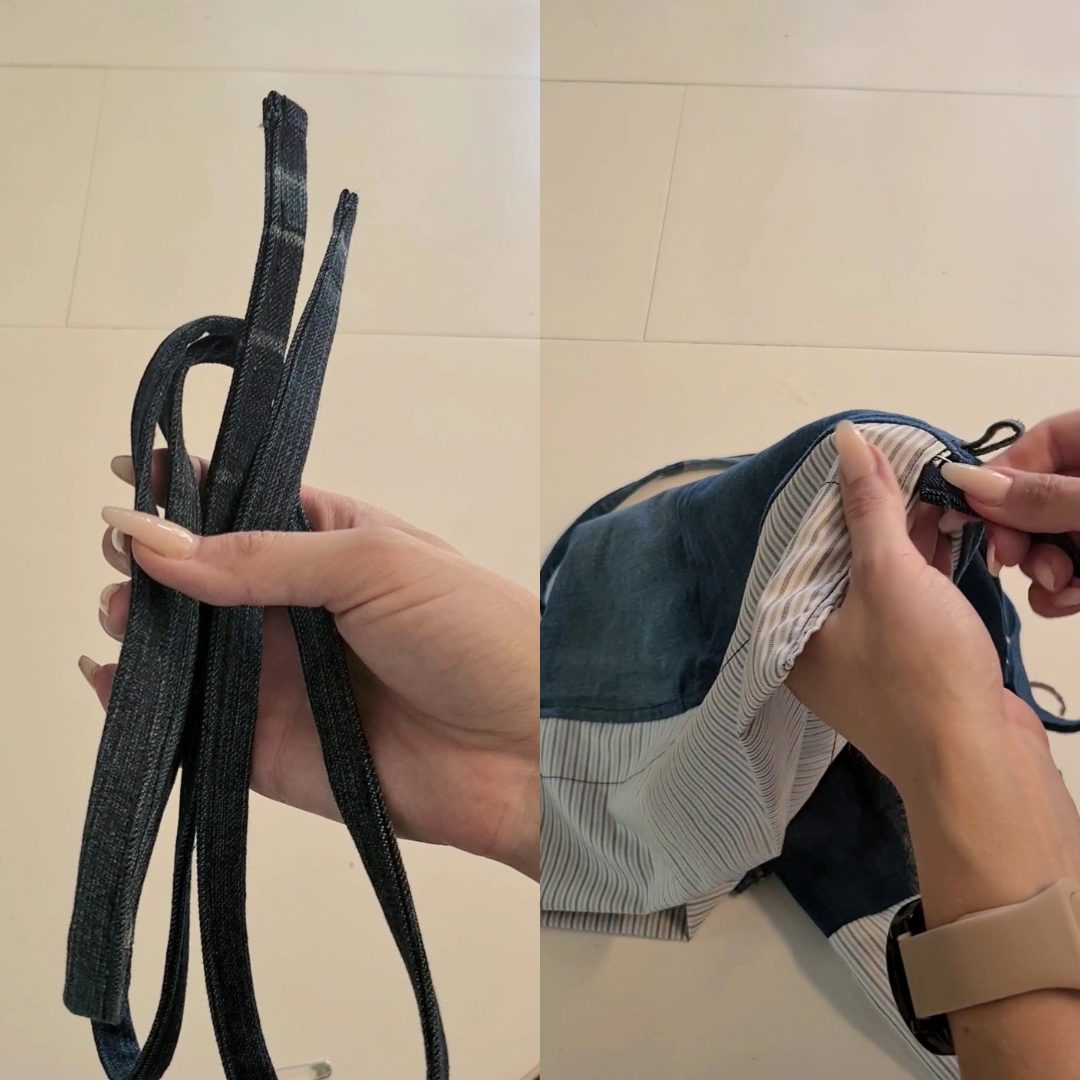 Baender für Upycycling Projekt aus alter Jeans für Schultuetentasche